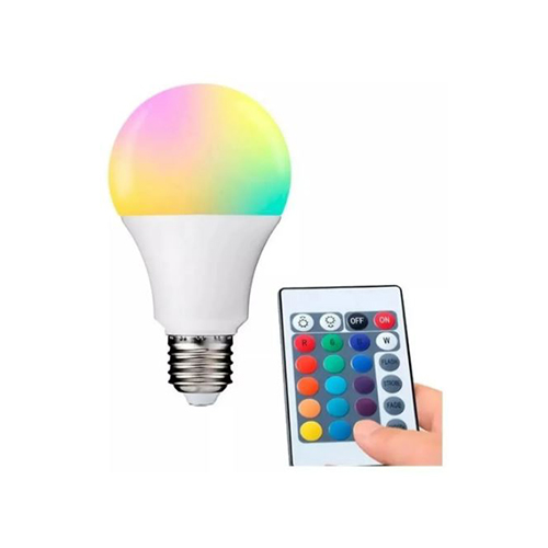 LAMPARA FOCO 9W LED RGB CON CONTROL REMOTO 16 COLORES 4 EFECTOS