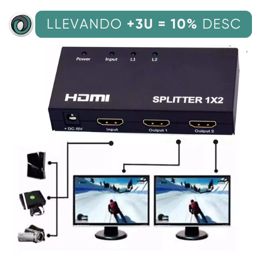 SPLITTER HDMI 4K 1X2 FULL 3D ALIMEN USB C/FUENTE