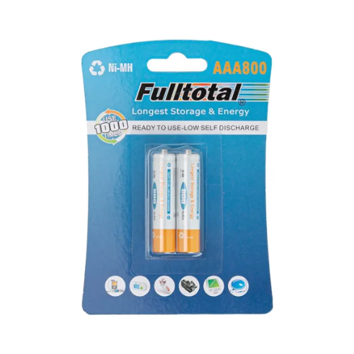 PILA PACK 2 PILAS BATERIA RECARGABLE AAA 800 FULLTOTAL (PRECARGADAS)
