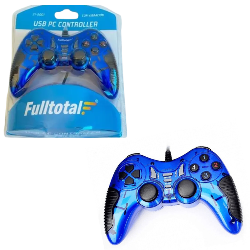JOYSTICK CON CABLE PC Y PS3 VIBRACION FULLTOTAL JY-2001 AZUL