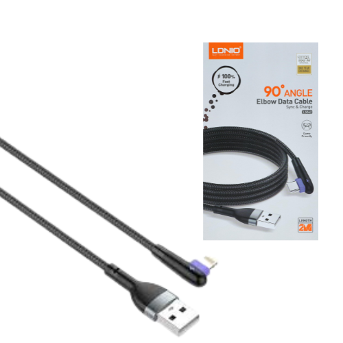 CABLE LIGHTNING LDNIO LS562 2,00MTS SYNG & CHARGE 90° 2.4A