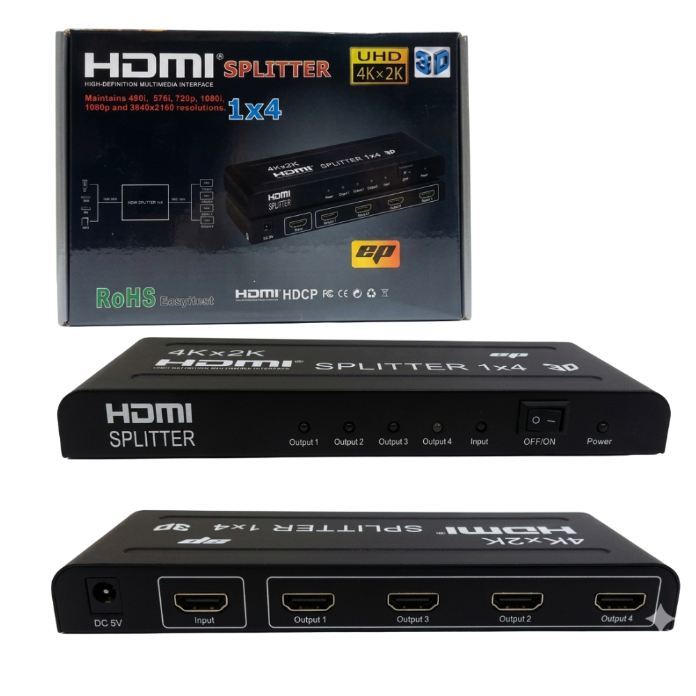 SPLITTER HDMI 1X4 - V1.4 1 ENTRADA X 4 SALIDAS FULL HD 1080P - SKYWAY