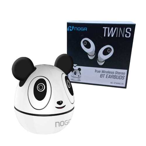 AURICULAR BLUETOOTH 5.0 MICROFONO MANOS LIBRES TWINS KIDS PANDA BLANCO Y NEGRO NOGA NG-BTWINS25 KIDS