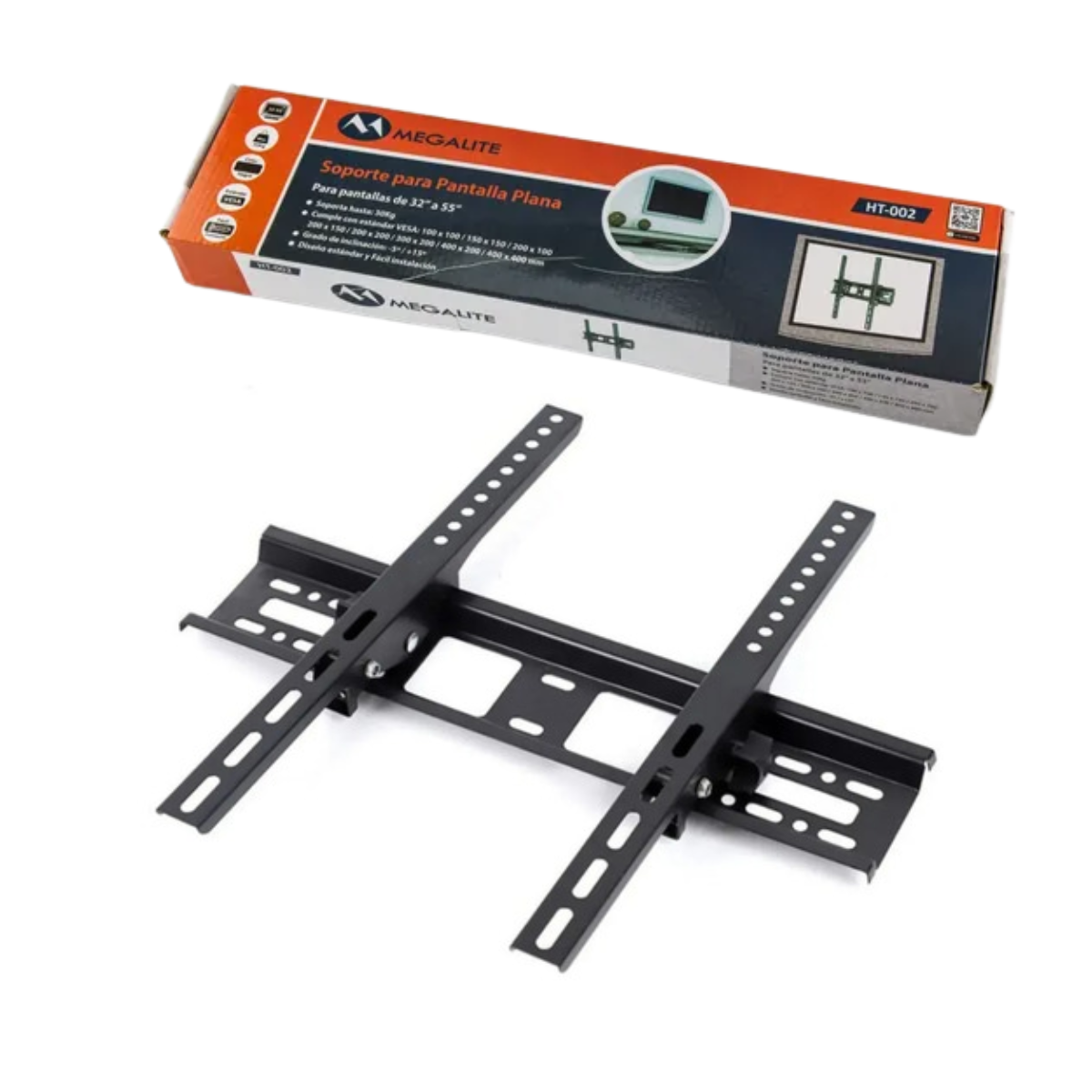 SOPORTE TV MONITOR LED LCD 32" A 52" INCLINACIÓN 15 GRADOS HT-002 MONTAJE FIJO HASTA 30KG