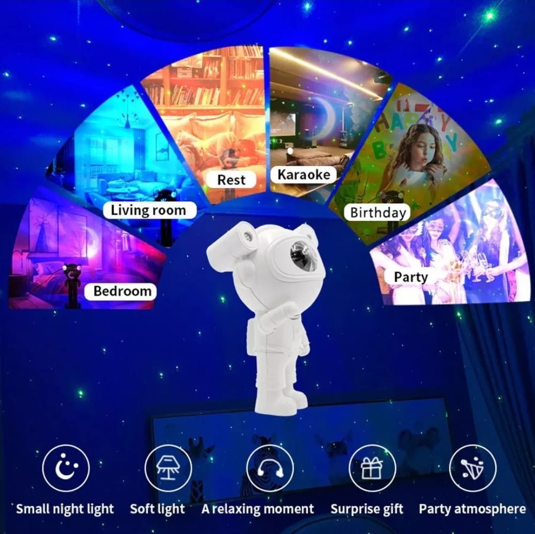 PROYECTOR ASTRONAUTA LUCES DE ESTRELLAS Y LUNA CON CONTROL REMOTO LED POWER 5W XL-731B - Image 2