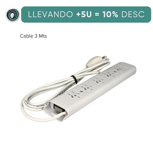 ZAPATILLA PROLONGACION ELECTRICA 5 TOMAS 3 MTS VRPLAST LLAVE