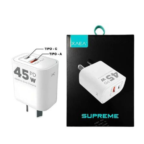 CARGADOR CABEZAL CELULAR 5A 45W USB Y USB TIPO C CARGA RAPIDA PD ONLY MOD504/501 PREMIUM OPTIMUN