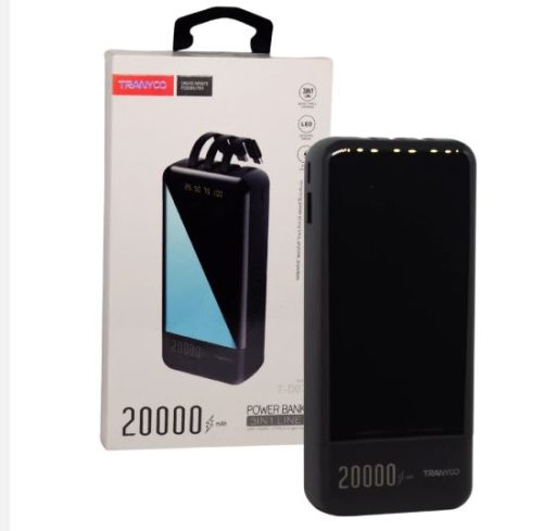 Cargador Portatil Power Bank 20.000 maH  3 en 1 Micro - Tipo C - Lightning Tranyco T-D07