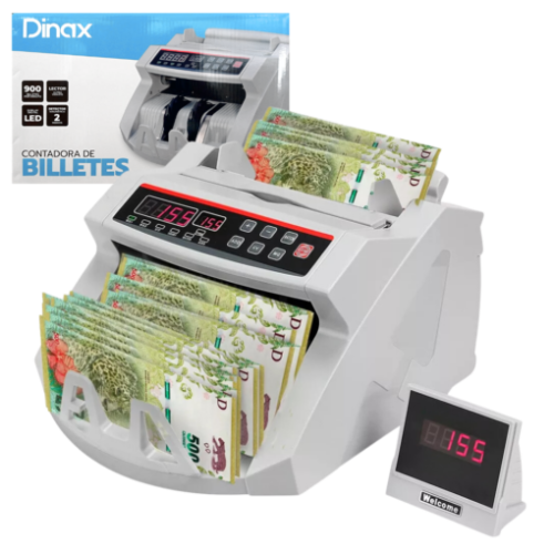 CONTADORA DE BILLETES DINAX DIN-CB01B DETECTOR BILLETES FALSOS UV PANTALLA EXTERNA 1000 BILLETES POR MINUTO