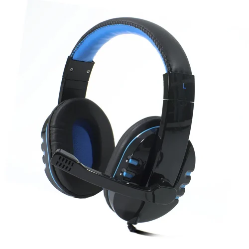 AURICULAR GAMER SKYWAY AZUL MICROFONO 2 PLUG 3.5 Y USB PARA PC INCLUYE ADAPTADORES