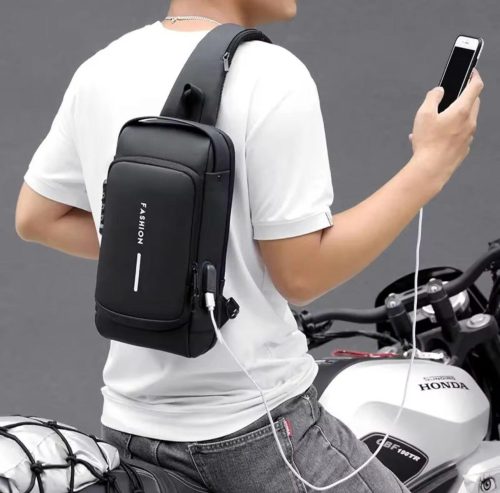 MOCHILA BANDOLERA CRUZADA IMPERMEABLE ANTIRROBO + USB FASHION