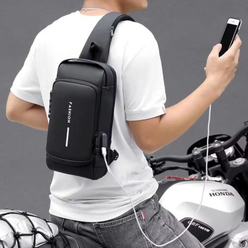 MOCHILA BANDOLERA CRUZADA IMPERMEABLE ANTIRROBO + USB FASHION