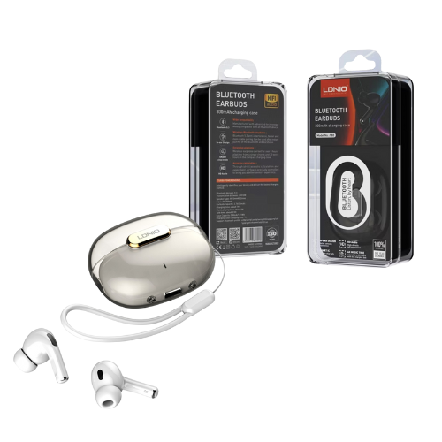 AURICULAR BLUETOOTH 5.3 LDNIO LD-T02 TACTIL 30W ESTUCHE INDICADOR LED BLANCO