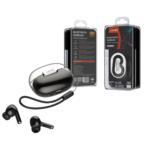 AURICULAR BLUETOOTH 5.3 LDNIO LD-T02 TACTIL 30W ESTUCHE INDICADOR LED NEGRO