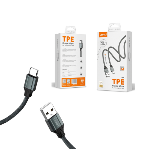 CABLE USB A USB TIPO C LDNIO PREMIUM LS442 TPE FAST CHARGING 2.4A TIPO C 2M