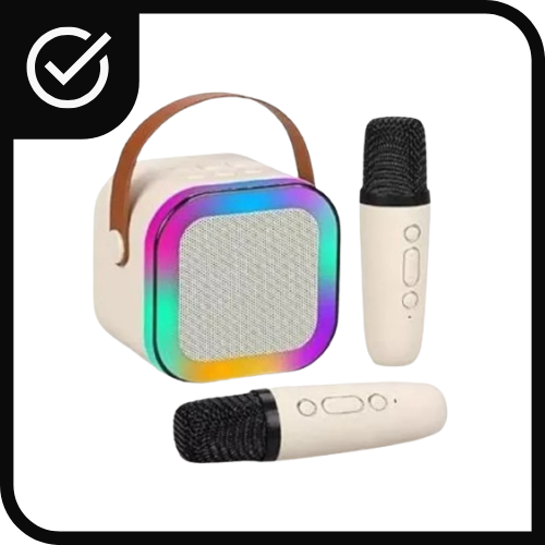 PARLANTE CON 2 MICROFONO (IMPO+) COLOR KARAOKE SISTEMA DE SONIDO 6W BATERIA