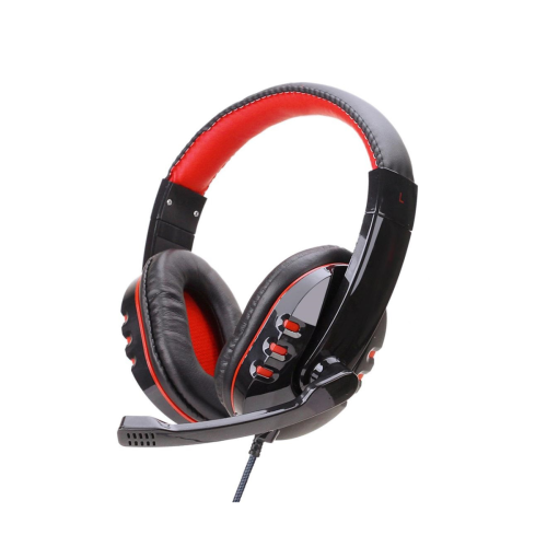 AURICULAR GAMER SKYWAY ROJO MICROFONO 2 PLUG 3.5 USB PARA PC O CONSOLA