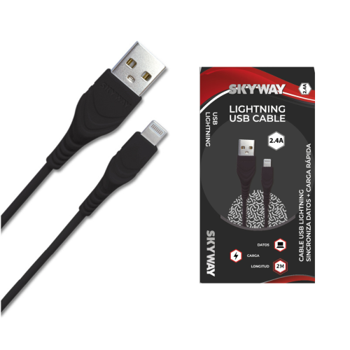 CABLE USB A LIGHTNING CARGA Y DATOS 2.4 2 MTS SKYWAY