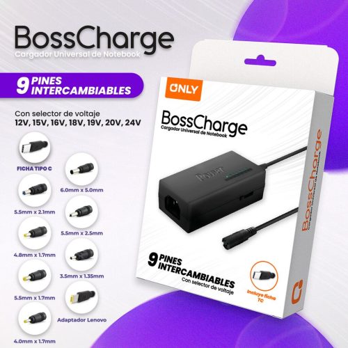 FUENTE CARGADOR NOTEBOOK UNIVERSAL XAEA 9 PIN LENOVO YOGA Y HP CEL SELECTOR VOLTAJE Y CON USB TIPO C