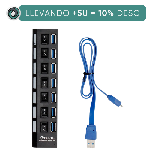 HUB USB 7 PUERTOS 3.0 CON INTERRUPTOR