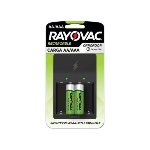 CARGADOR 4 PILAS AA/AAA RAYOVAC CARGA 2 O 4 PILAS INCLUYE 2 PILAS AA 1350MAH