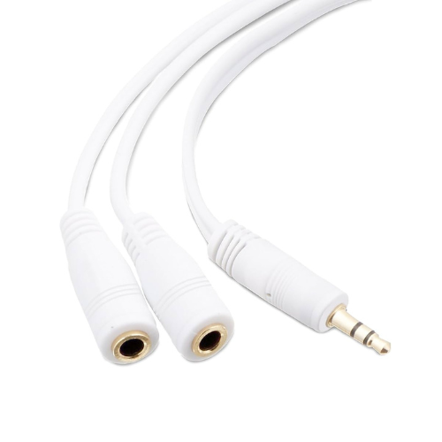 CABLE ADAPTADOR AURICULAR PLUG 3.5 MACHO A 2 JACK 3.5 HEMBRA BLANCO
