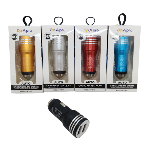 CARGADOR 12V 3A 2 USB HEMBRA AP-CAR01