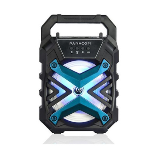 PARLANTE BLUETOOTH USB /FM/ ENTRADA MIC PORTATIL 6.5" 5W EFECTO LUCES LED RECARGABLE 1200MAH PANACOM SP-3055