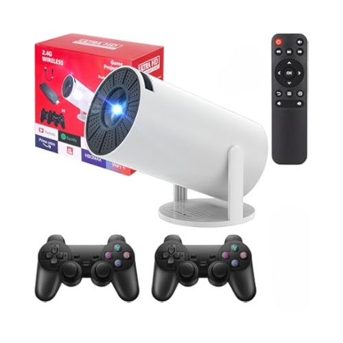 PROYECTOR 4K ULTRA HD 2 EN 1 CONSOLA GAMER 2 JOYSTICK CONTROL REM. HDMI ANDROID