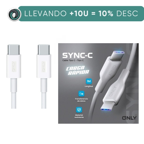 CABLE USB TIPO C A USB TIPO C USB CARGA RAPIDA 1MTS ONLY