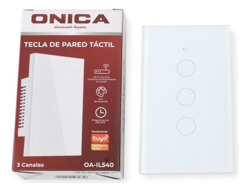 TECLA INTERRUPTOR INTELIGENTE TACTIL SMART 3 VIAS C/APP WIFI ONICA