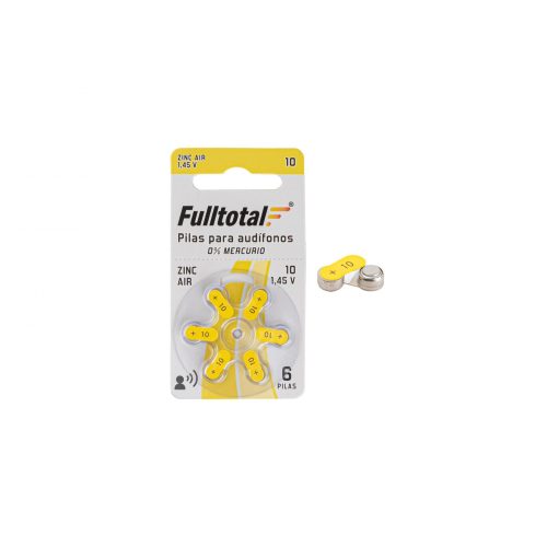 PILA AUDIFONO FULLTOTAL A 10 1.4V PRECIO POR BLISTER DE 6 AUDIOLOGICA