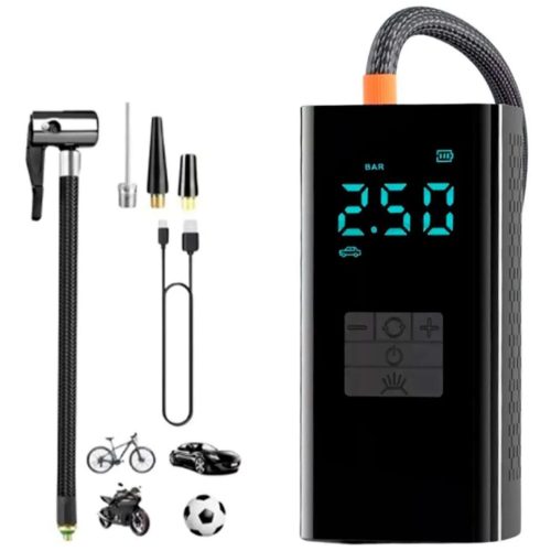 INFLADOR MINI COMPRESOR PORTATIL INALAMBRICO AUTO / MOTOS/ BICI / PELOTA OM 4 EN 1 ACC-9132