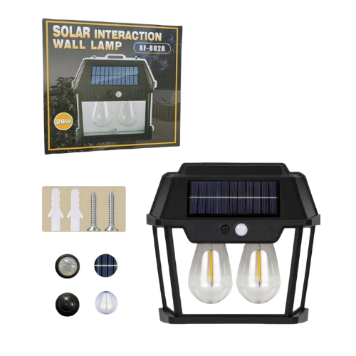 REFLECTOR LAMPARA LUZ LED CON PANEL SOLAR 2 FOCOS Y SENSOR DE MOVIMIENTO XF-8828 28W