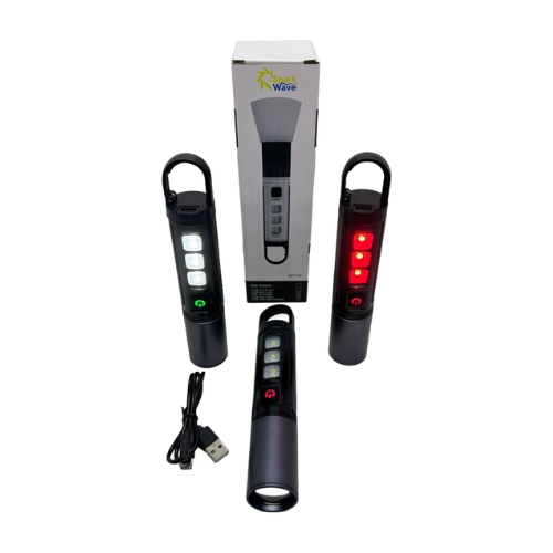 LINTERNA 1 LED RECARGABLE METAL CON BALIZA MULTIFUNCION LIN-114