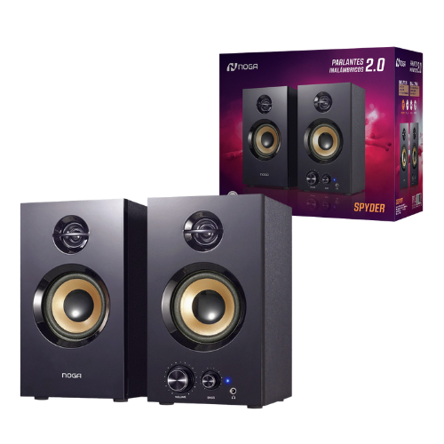 PARLANTE BLUETOOTH NOGA 10WX2W MADERA MULTIMEDIA 2.0 INALAMBRICO 220V