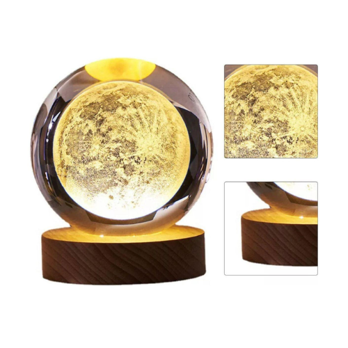 VELADOR LAMPARA ESFERA 3D DE CRISTAL LUNA LLENA LUCES DE CRISTAL 031-4006