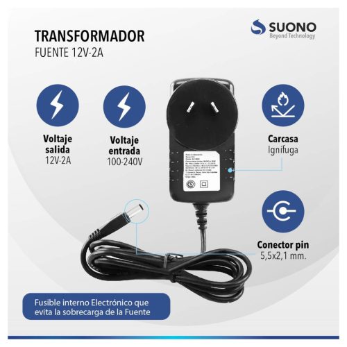 FUENTE SWITCH SUONO 12V 2A 700W 2.5MM/ 5.5MM