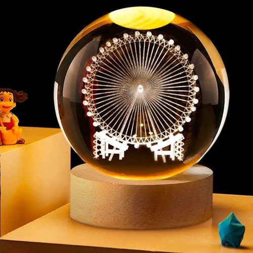 VELADOR LAMPARA ESFERA 3D DE CRISTAL VUELTA AL MUNDO LUCES DE CRISTAL 031-4003