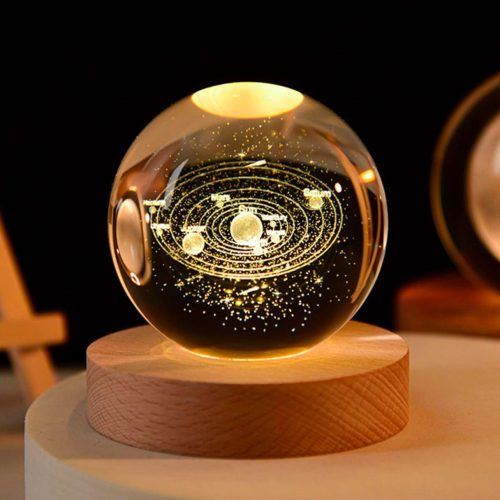 VELADOR LAMPARA ESFERA 3D DE CRISTAL SISTEMA SOLAR LUCES DE CRISTAL 031-4002