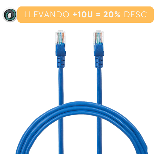 CABLE DE RED UTP 1 MTS PATCH CORD CAT5 AZUL