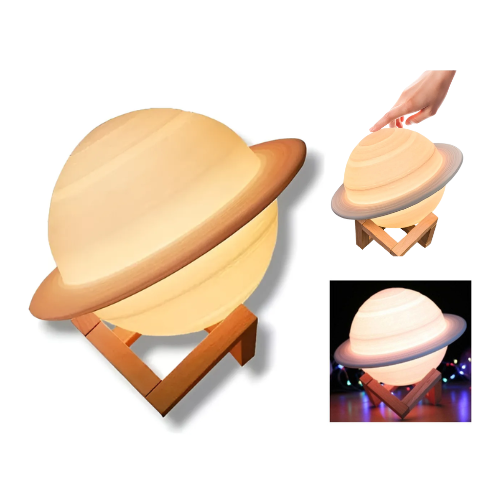 LUZ VELADOR SATURNO TACTIL RECARGABLE RGB CON CONTROL REMOTO 11X14CM FULLTOTAL