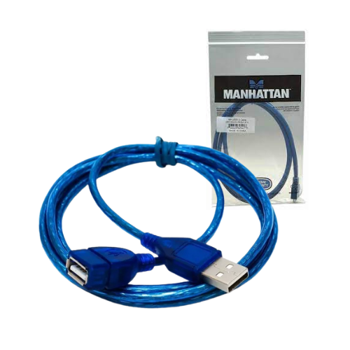 CABLE USB 2.0 PROLONGADOR ALARGUE EXTENSOR 1.8 MTS HEMBRA A MACHO REFORZADO MANHATTAN