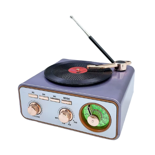 RADIO PORTATIL RETRO AM/FM BLUETOOTH USB MICRO SD ENTRADA AUX MEIER TOCADISCO LUCES