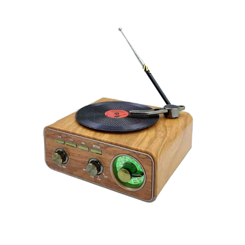 RADIO PORTATIL RETRO AM/FM BLUETOOTH USB MICRO SD ENTRADA AUX MEIER TOCADISCO LUCES