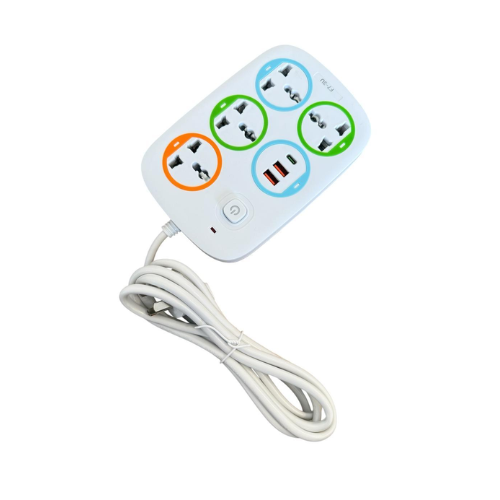 ZAPATILLA ELECTRICA 4 TOMAS 2 PUERTOS USB Y 1 ENTRADA TIPO C AL-1002 FAST CHARGING BLANCO