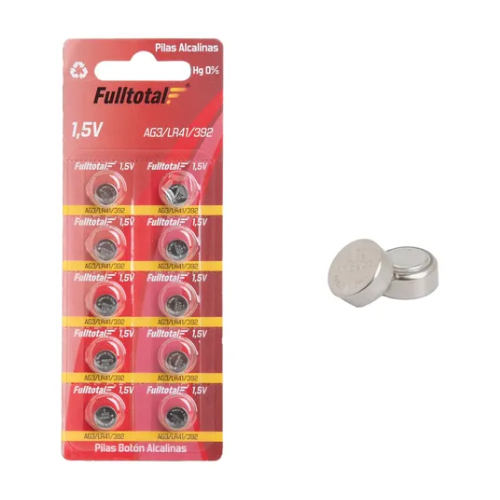 PILA LR41 ALCALINA PILA BOTON AG3 FULLTOTAL EQUIVALENTE 392, SR41W, V392, 392, D392, S736E, 2478, LR41, 280-13, L736, SR41 PRECIO POR UNIDAD