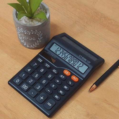 CALCULADORA DE MESA CTATE DOBLE VISO 12 DIGITOS SOLAR MEMORIA A PILA AA CT-8588-120