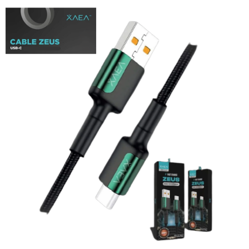 CABLE USB A USB TIPO C 1 METRO EN CAJA FAST CHARGE XAEA ZEUS PREMIUM