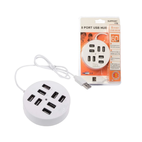 HUB 8 PUERTOS USB 2.0 60CM SOPORTA 1TB